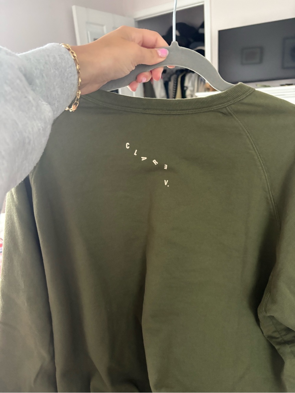 Discothèque Olive Green Graphic Sweatshirt by Clare V - Picture 3 of 3